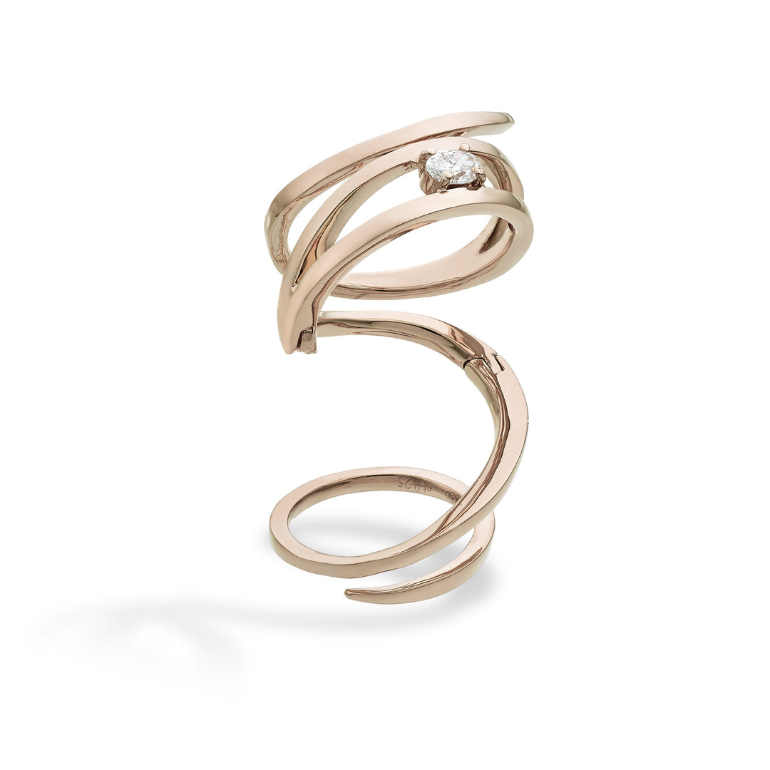 Golay single oval diamond snake ring, pink ASNAKE12DR-26154110095