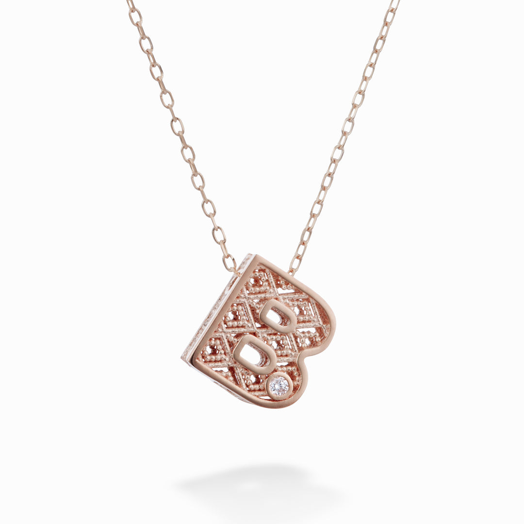 Mikiko cl 18k letter b roségoud diam. ct.0,01 MDLETBO3