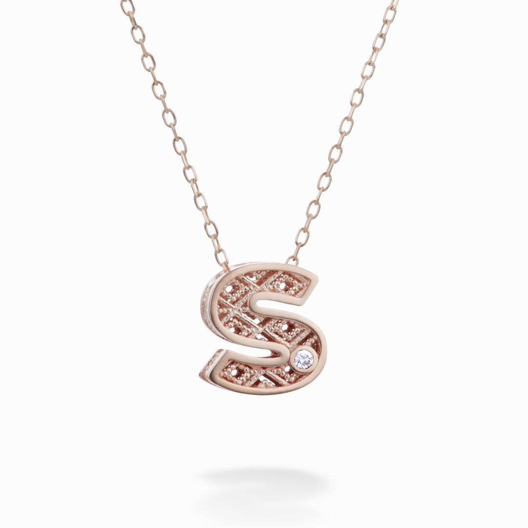 Mikiko cl 18k letter s roségoud diam. ct.0,01 MDLETSO3