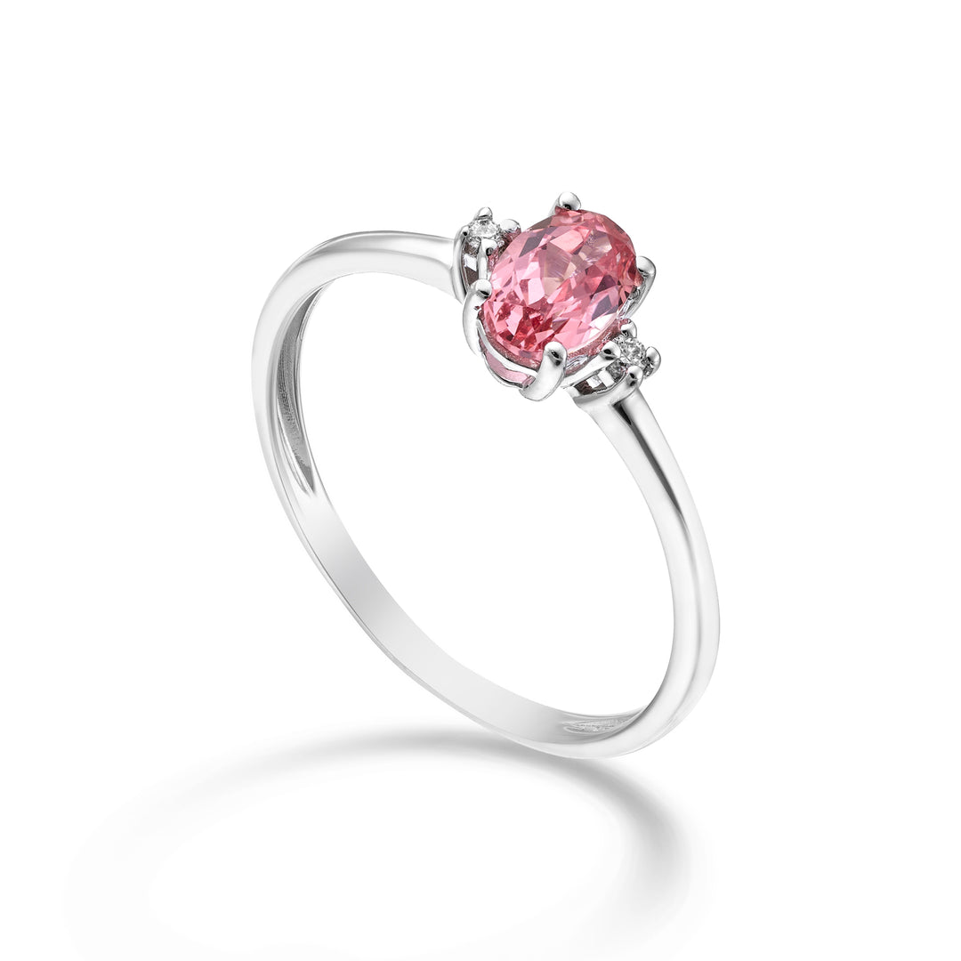 Nihama an 18k oval pink sapphire 6x4 ct.0.60 diam. ct.0,02 NA5072O4ZFRP