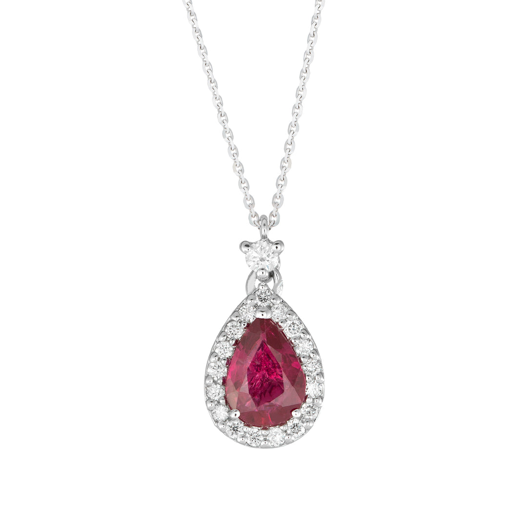 Collier Golay avec pendentif goutte rubis 7x5 et diamants PCL032DIRU-22035110071