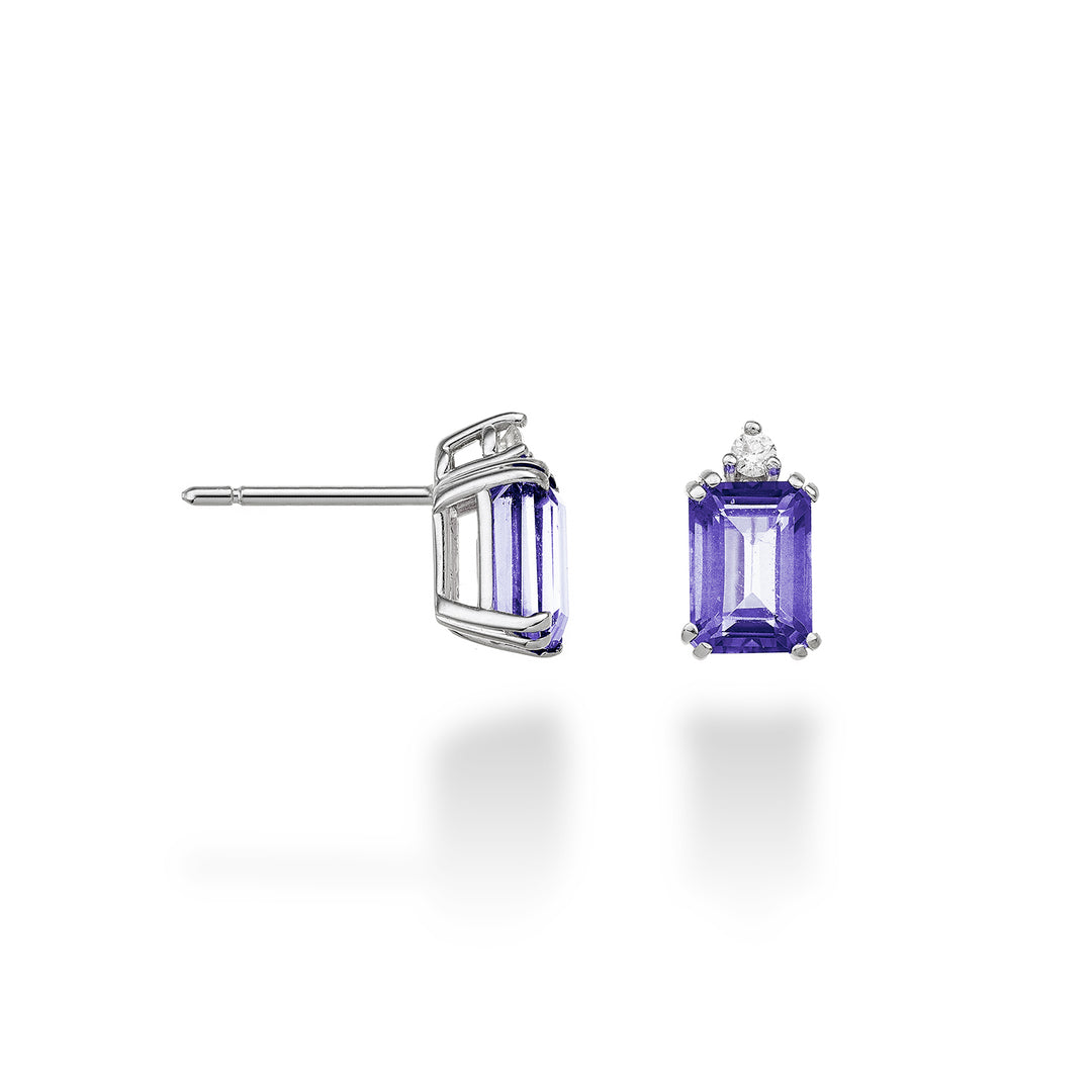 Nihama oder 18k achteckiger Amethyst 7x5 ct.1,80 Durchm. ct.0,05 NOCL090DIAMET2O4