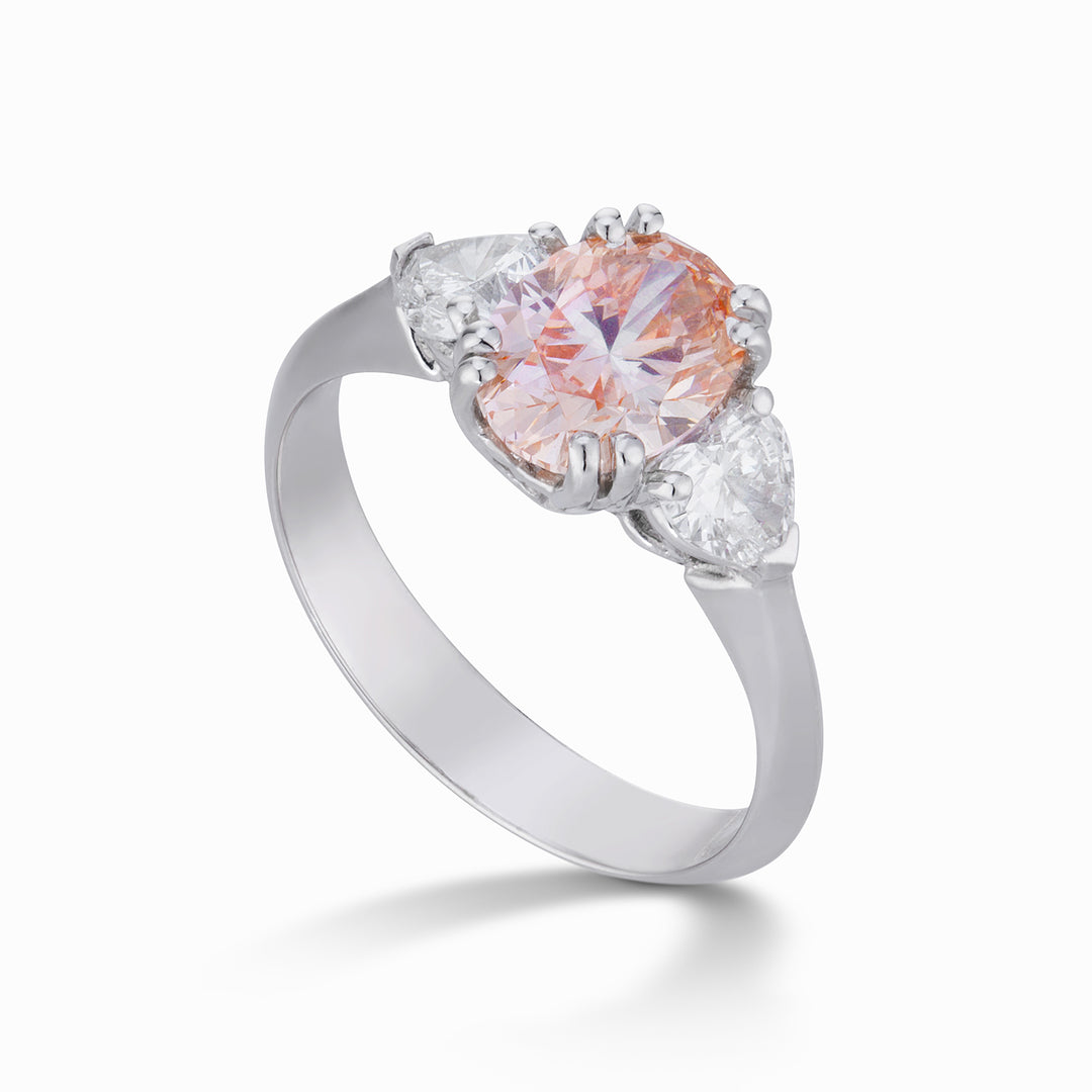 Bague X-Diamond diamants lgd ovale central côté rose XDATR022WBP-22061110062