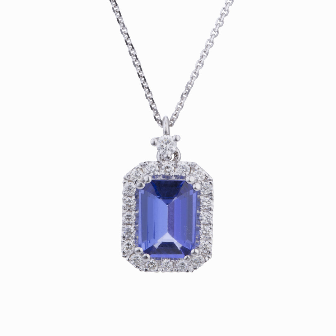 Collier tanzanite octogonal Golay contour diamant 8x6 PCL072DITZ4-24072110241