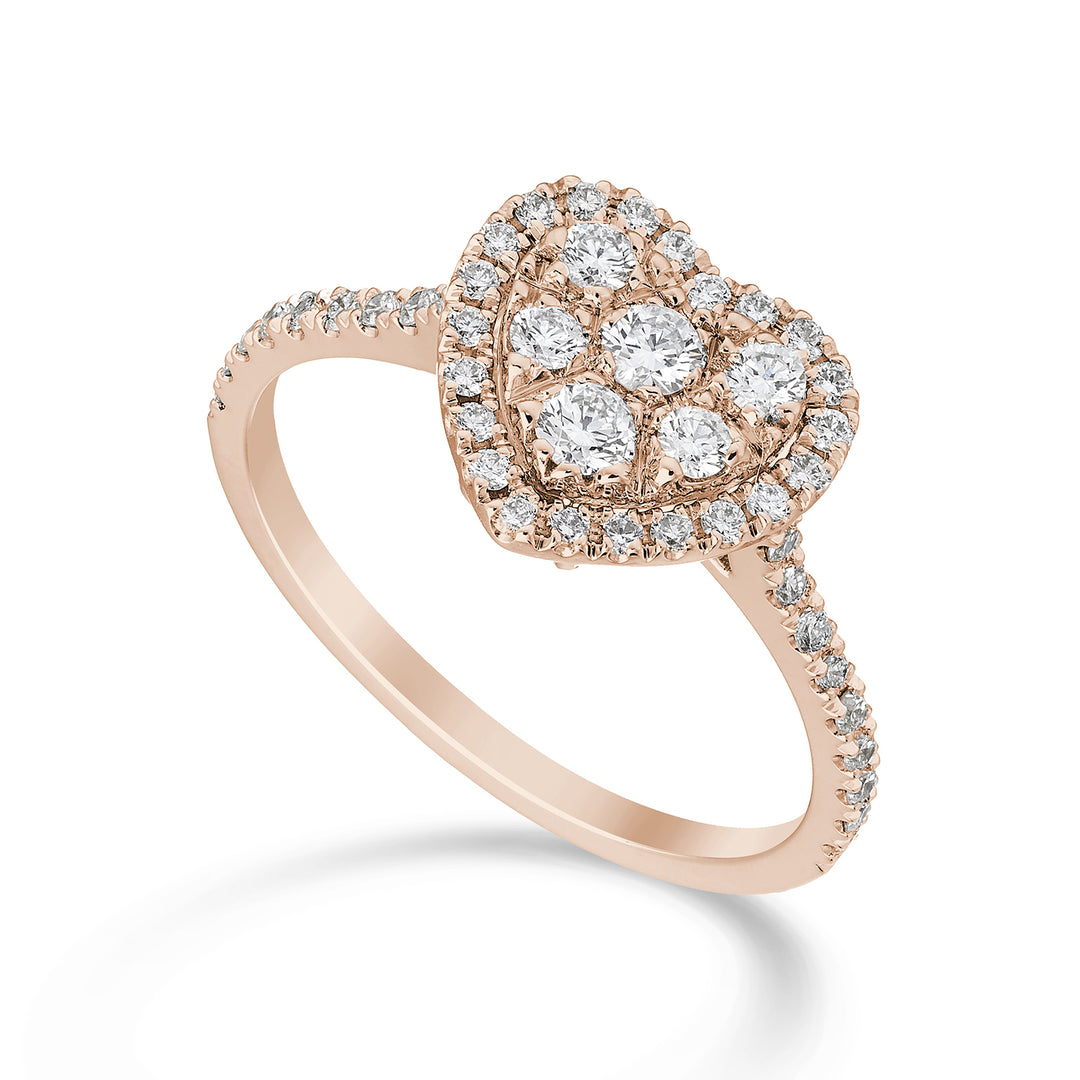 Golay-Herzring mit mehreren Steinen, in Roségold eingebetteter Schaft AMPC003DIR-23095110030