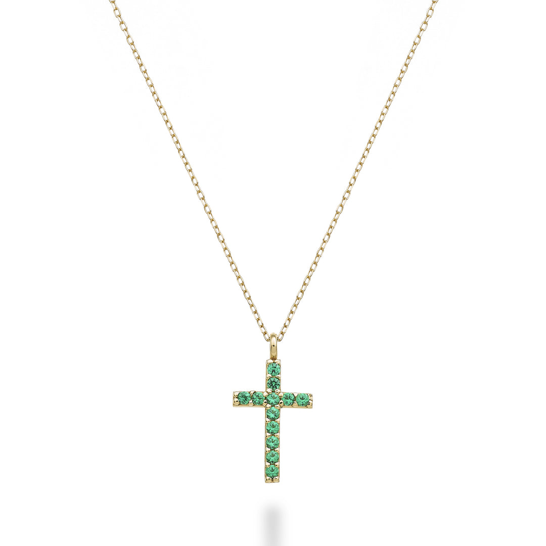 Nihama cl 18k croix taille 2 or jaune avec émeraudes 0,05 ct NDCRO2O1SMR
