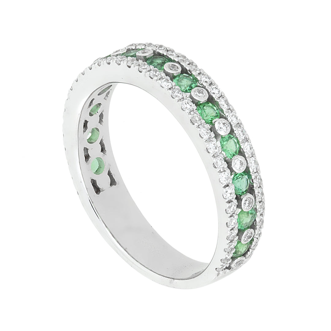 Golay halbrunder Schienenring mit Diamanten und Smaragden AFMG001WDISM-23195110044