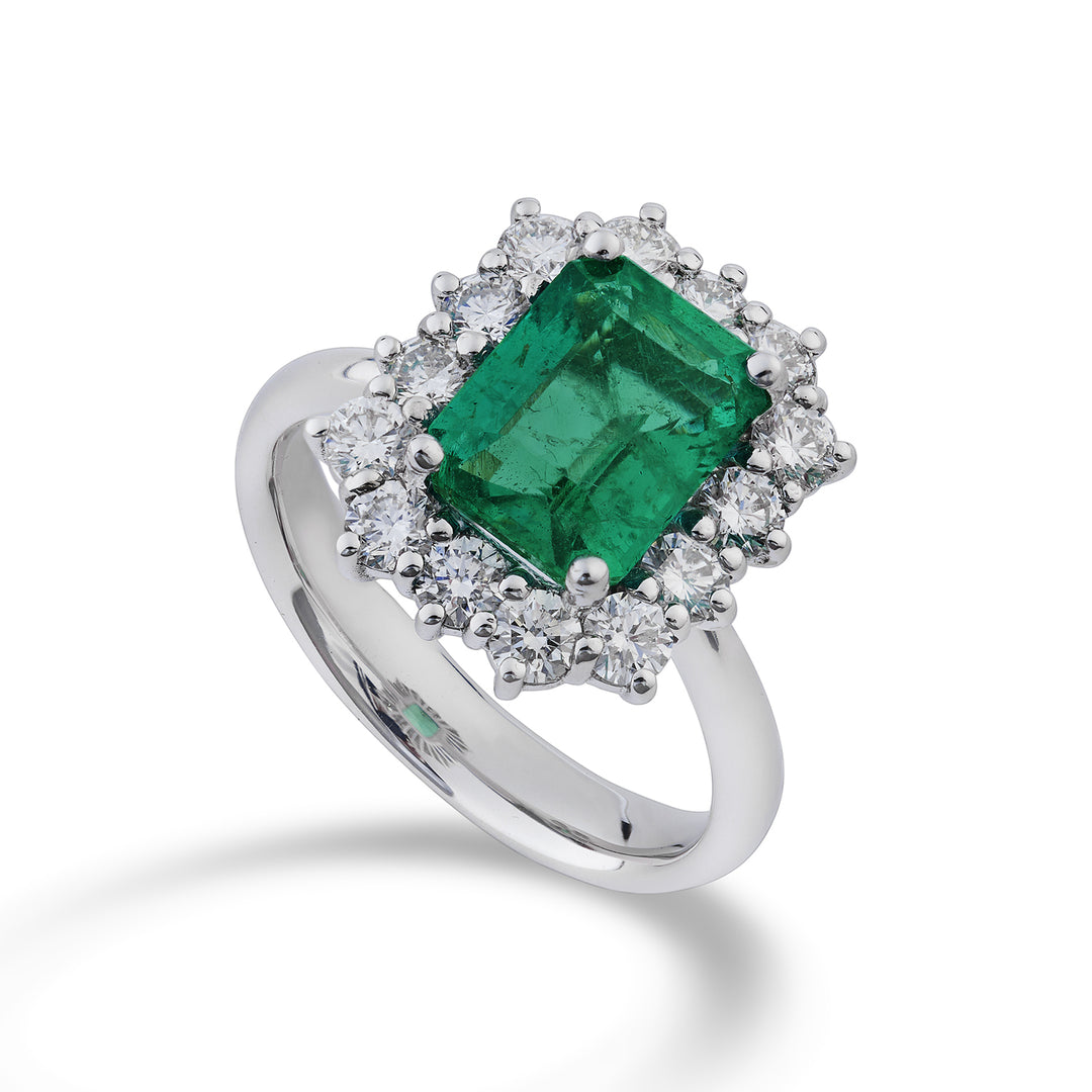 Golay-Ring mit Okt. Smaragd 9x7-14 Kontursteine ACL058DISM79-23272110031