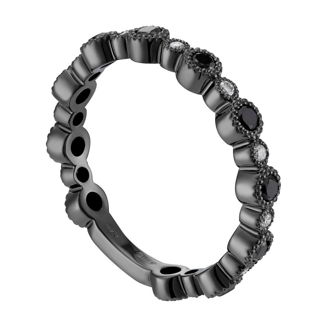 World Diamond Group round ring white and black diamonds AET026BBKDI2-18274110114