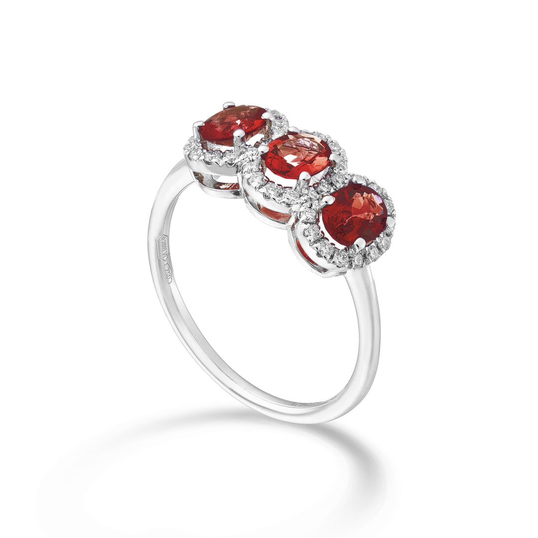 Nihama an 18k oval trilogy ruby ​​5x4 ct. 1.20 diam. ct.0.21 NA5194O4RBC54