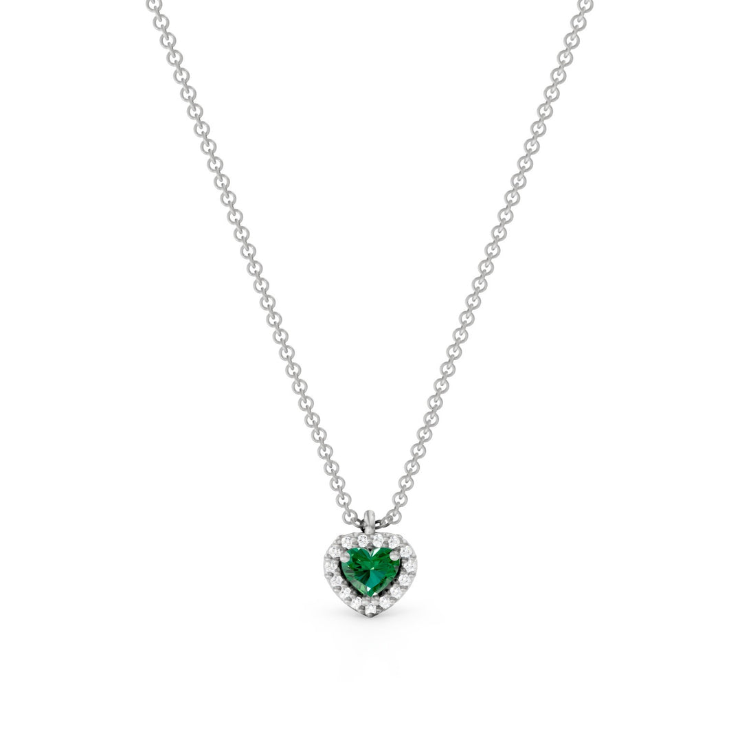 Golay ketting met centraal smaragdgroen hart met omtrek PCT003DISM1C-24304110069