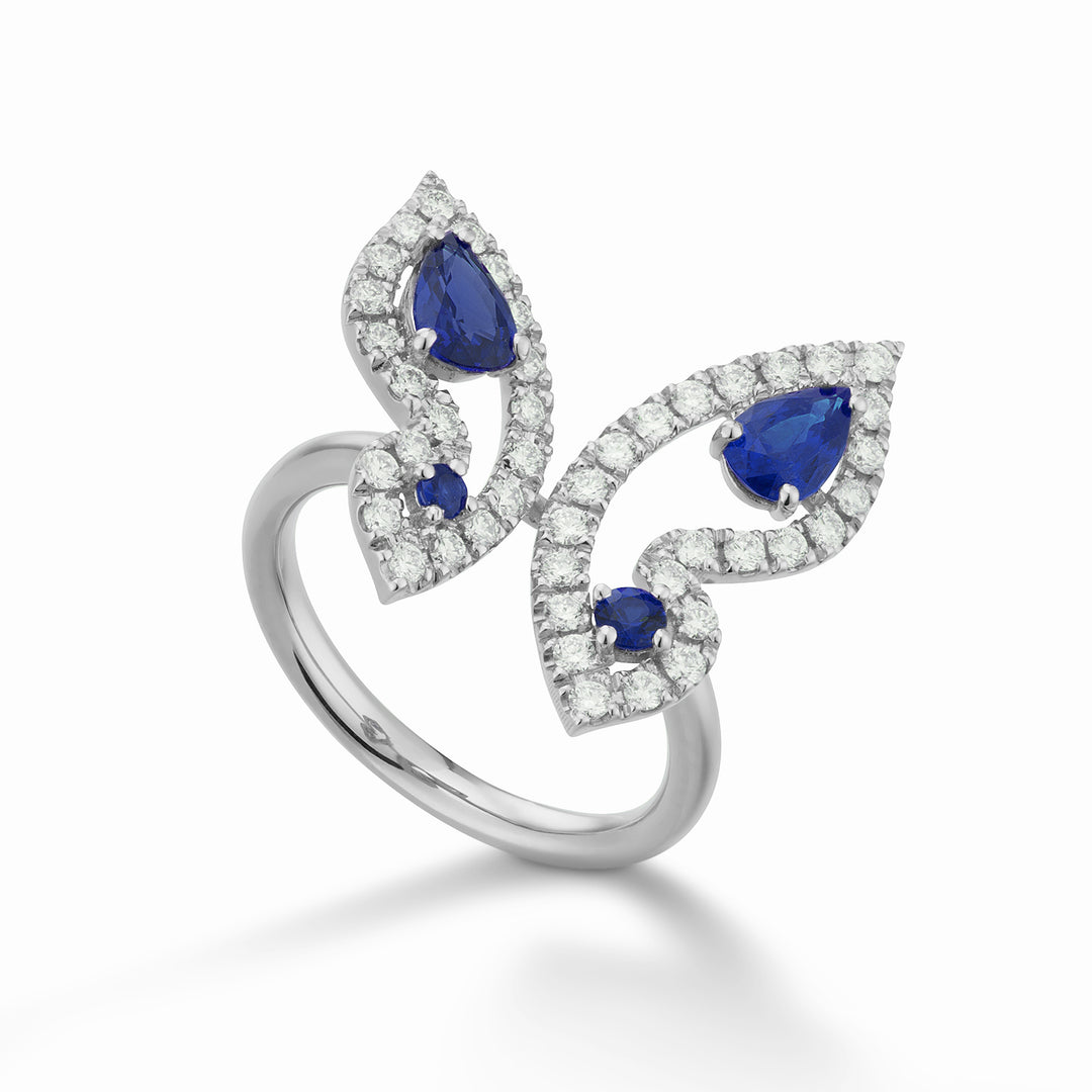 Golay Mariposa großer Schmetterlingsring mit Diamanten und Saphiren AFFA008DIZB-22258110064