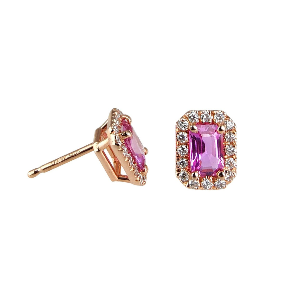 Golay 6x4 achteckige rosa Saphir-Ohrringe und Diamanten OCL072DIZP64-22354110042