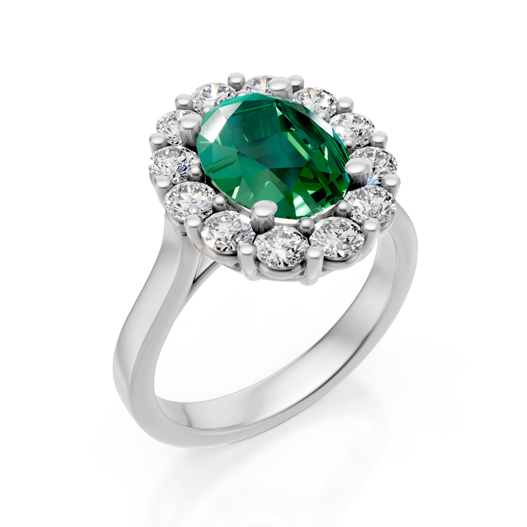 Bague émeraude Golay ov 9x7 et contour margh. 12 pierres ACLC451DSM97-24309110060