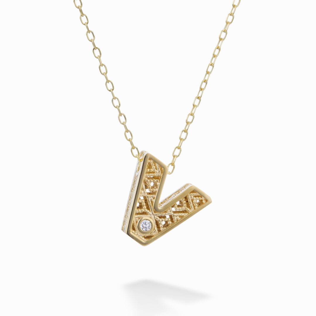 Mikiko cl 18k lettre v or jaune diam. ct.0,01 MDLETVO1