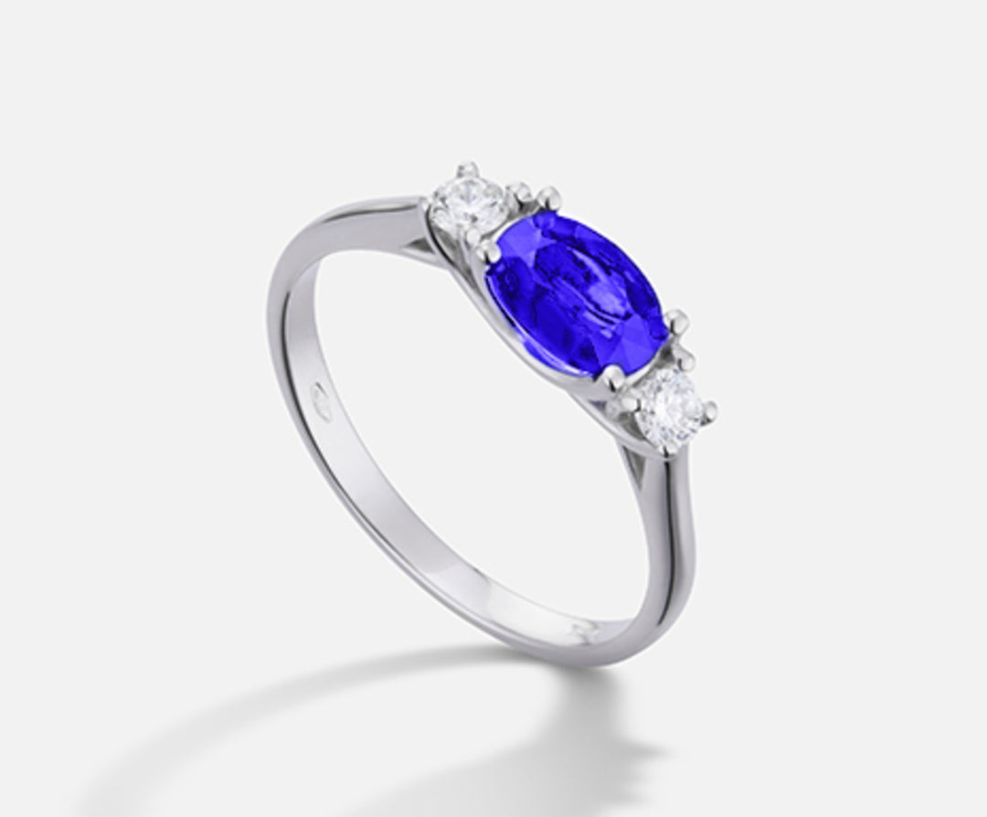Mikiko een 18k tanzaniet n. ovaal 7x5 ct.0,60 dia ct.0,16 MA5113O4TZN