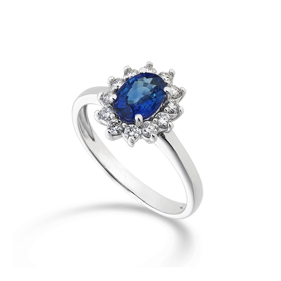 Nihama, ein ovaler Saphir aus 18 Karat, 7 x 5 ct. 0,80 Durchm. 0,30 ct NA5094O4ZFD