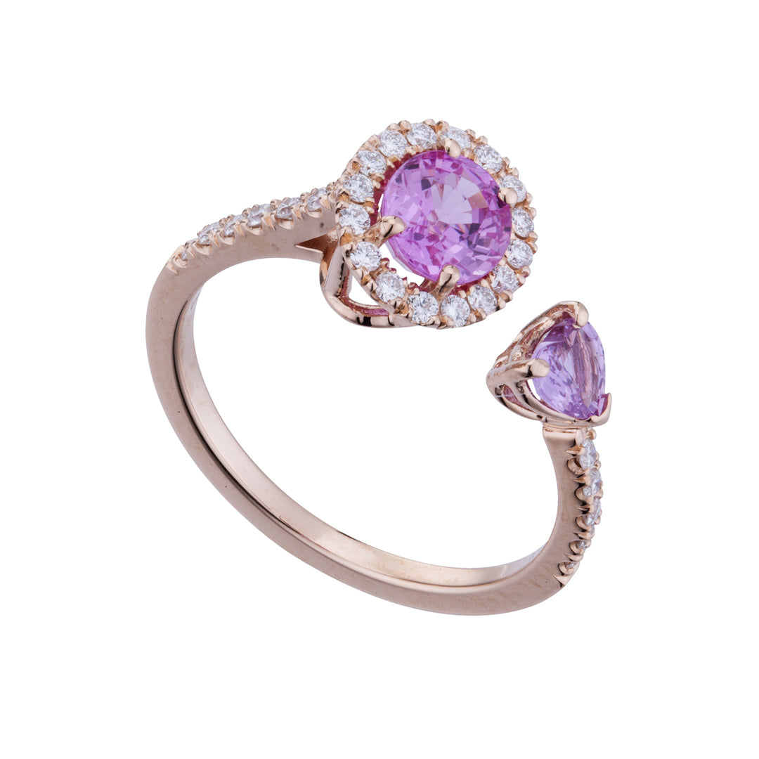 Golay ring with pink sapphires ov 7x5 and heart 4x4 ACLC310DIZP-22063110020