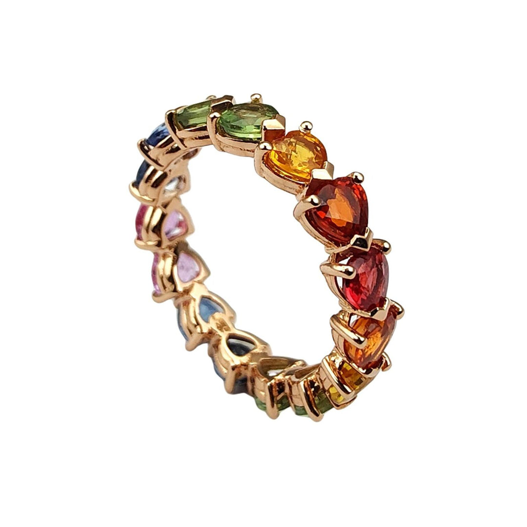 Golay-Fingerring mit mehrfarbigen Saphirherzen AETL449MC4-24151110007