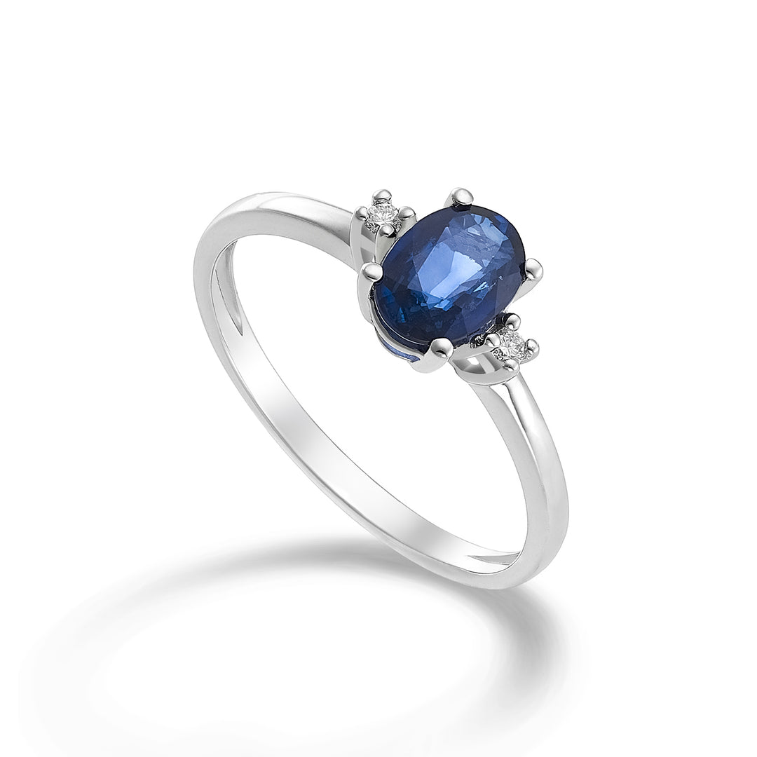 Nihama een 9k ovale saffier 7x5 ct.0,80 diam. 0,03 ct NA5073R4ZFD