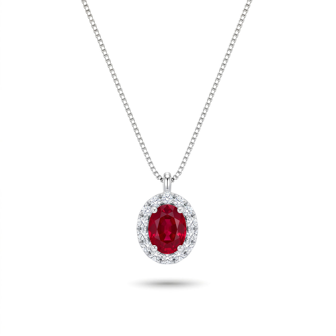 Nihama cl 18k oval ruby 5x4 with diamond surround ND5202O4RBC