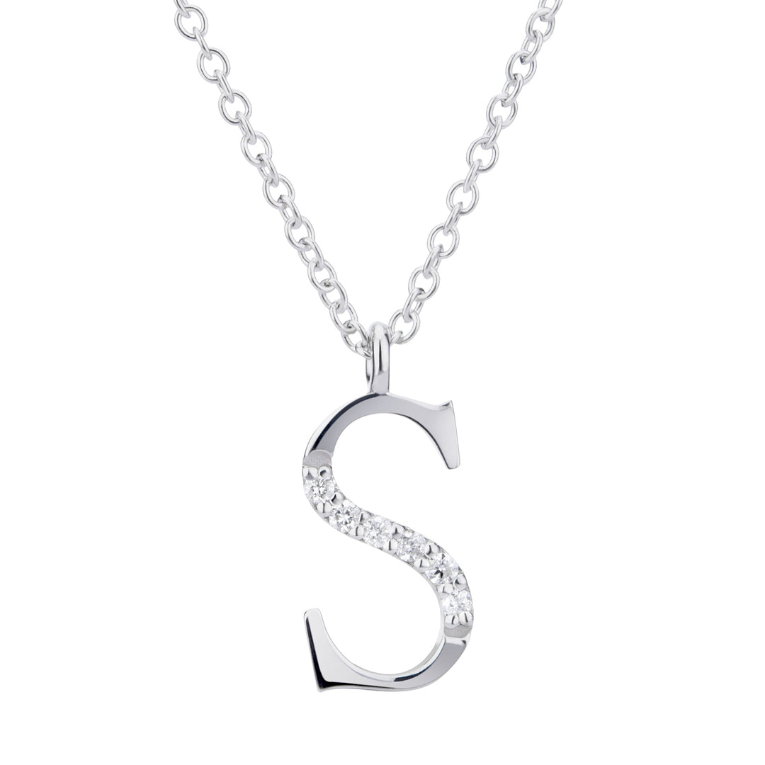 Golay cl 18k letter s grote diam. 0,03 ct GDGFSO4 witgoud