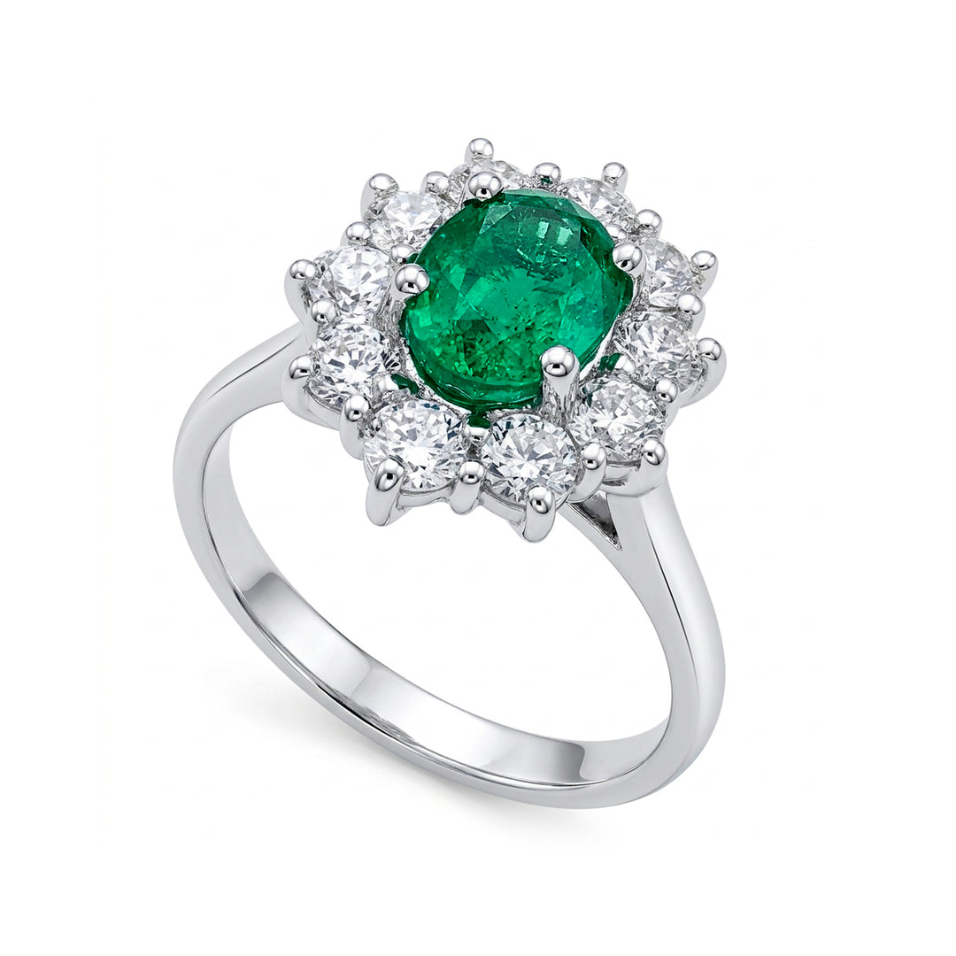 Golay oval emerald ring 8x6 contour 10 diamonds ACLC102DISM68EC-26146110077