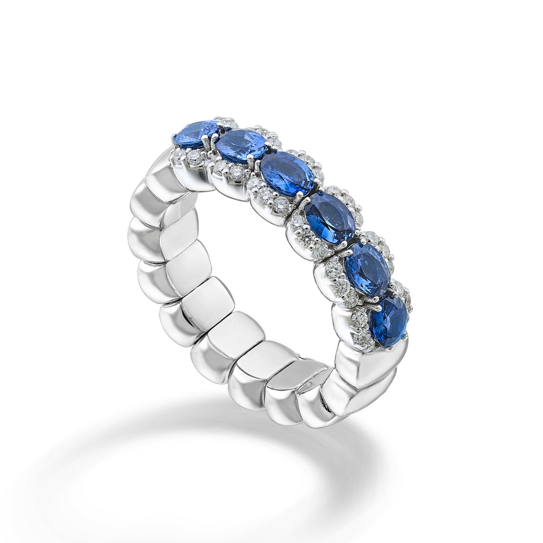 Golay elastischer Riviera-Ring mit 6 ovalen Saphiren 4x3 und Durchmesser ARE446DZB43-25255110116