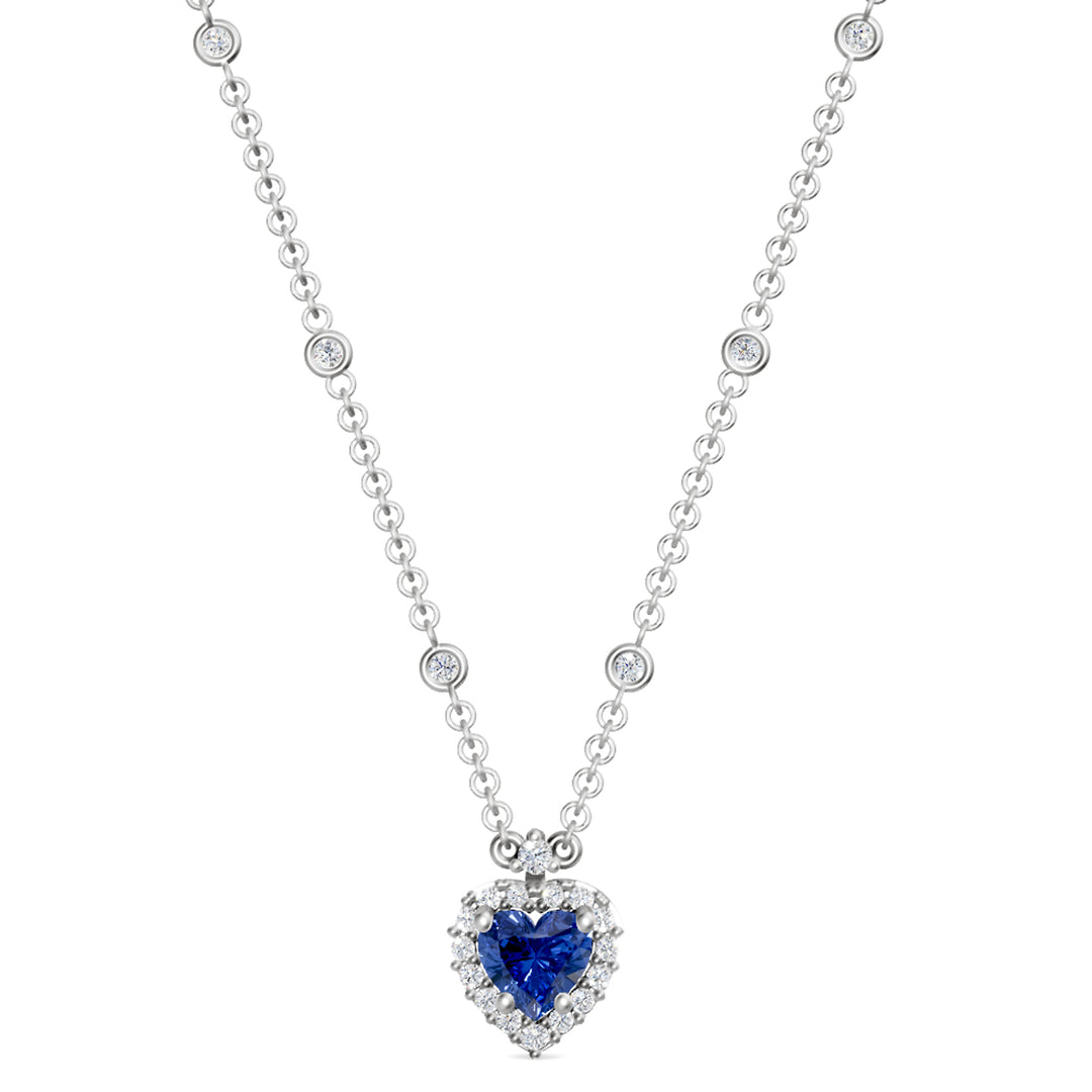 Collier saphir coeur Golay 5x5 avec contour diamant GCLC578DZB55-24318110015