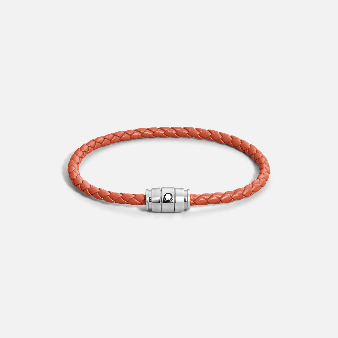 Montblanc 3-ring stalen en Meisterstück Cayenne lederen armband maat S 13429160