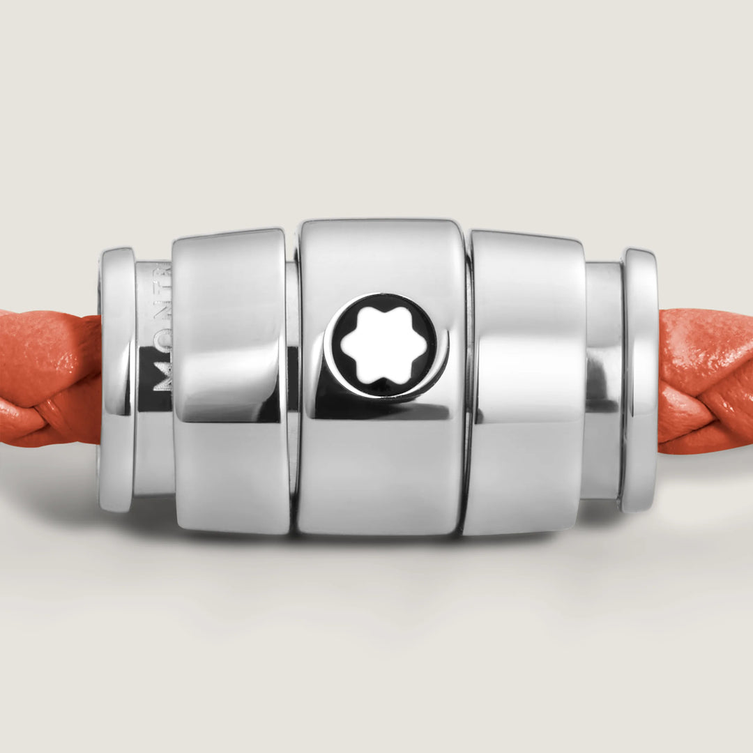 Montblanc 3-ring stalen en Meisterstück Cayenne lederen armband maat S 13429160