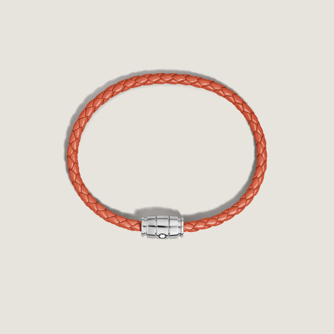 Montblanc 3-ring stalen en Meisterstück Cayenne lederen armband maat S 13429160