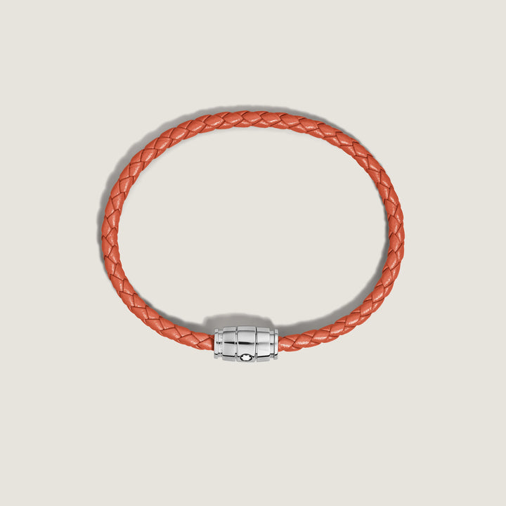 Montblanc 3-ring stalen en Meisterstück Cayenne lederen armband maat S 13429160