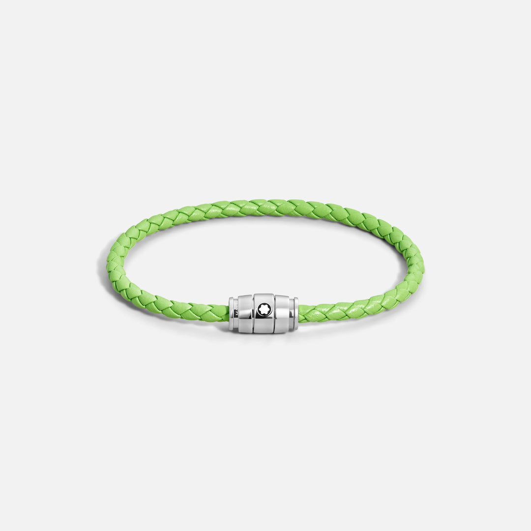 Montblanc 3-ring stalen en Meisterstück Lime leren armband maat M 13429263
