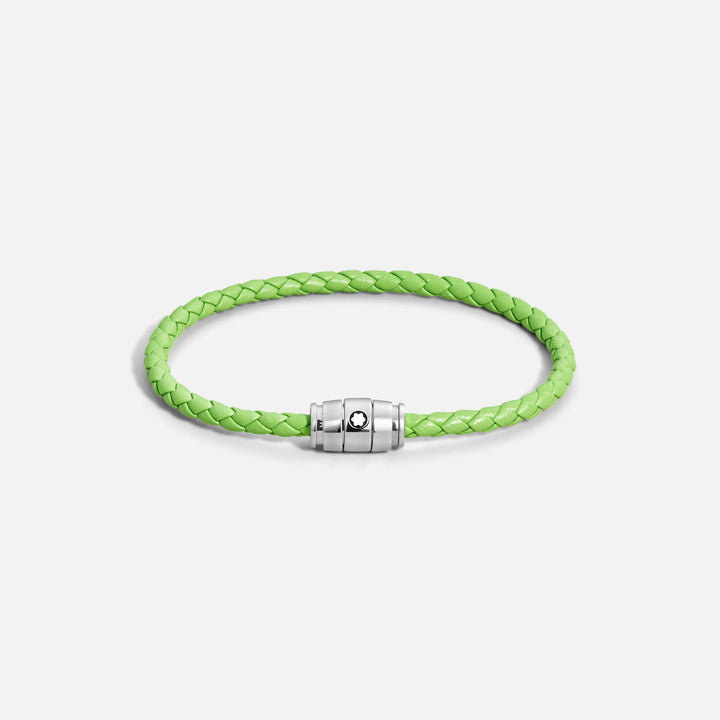 Montblanc 3-ring stalen en Meisterstück Lime leren armband maat M 13429263