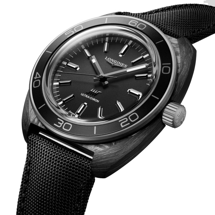 Longines Ultra‑Chron Carbon 43mm anthracite automatic titanium and carbon watch L2.839.4.52.2