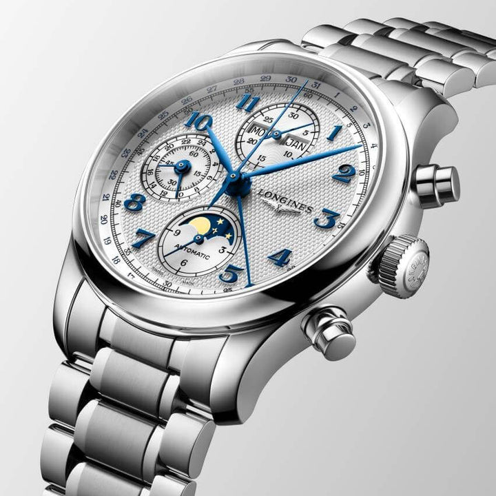 Longines horloge Master Collection Chrono Moonphase 41mm zilver automatisch staal L2.962.4.73.6