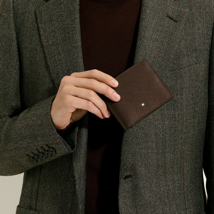 Portefeuille Montblanc 8 poches en cuir Sartorial couleur ébène 223023