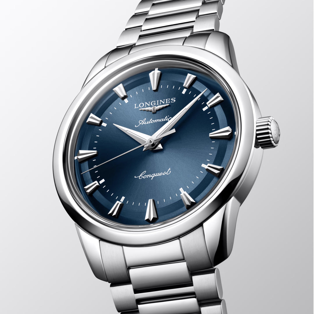 Longines Heritage 40 mm Automatikuhr aus blauem Stahl L1.650.4.92.6