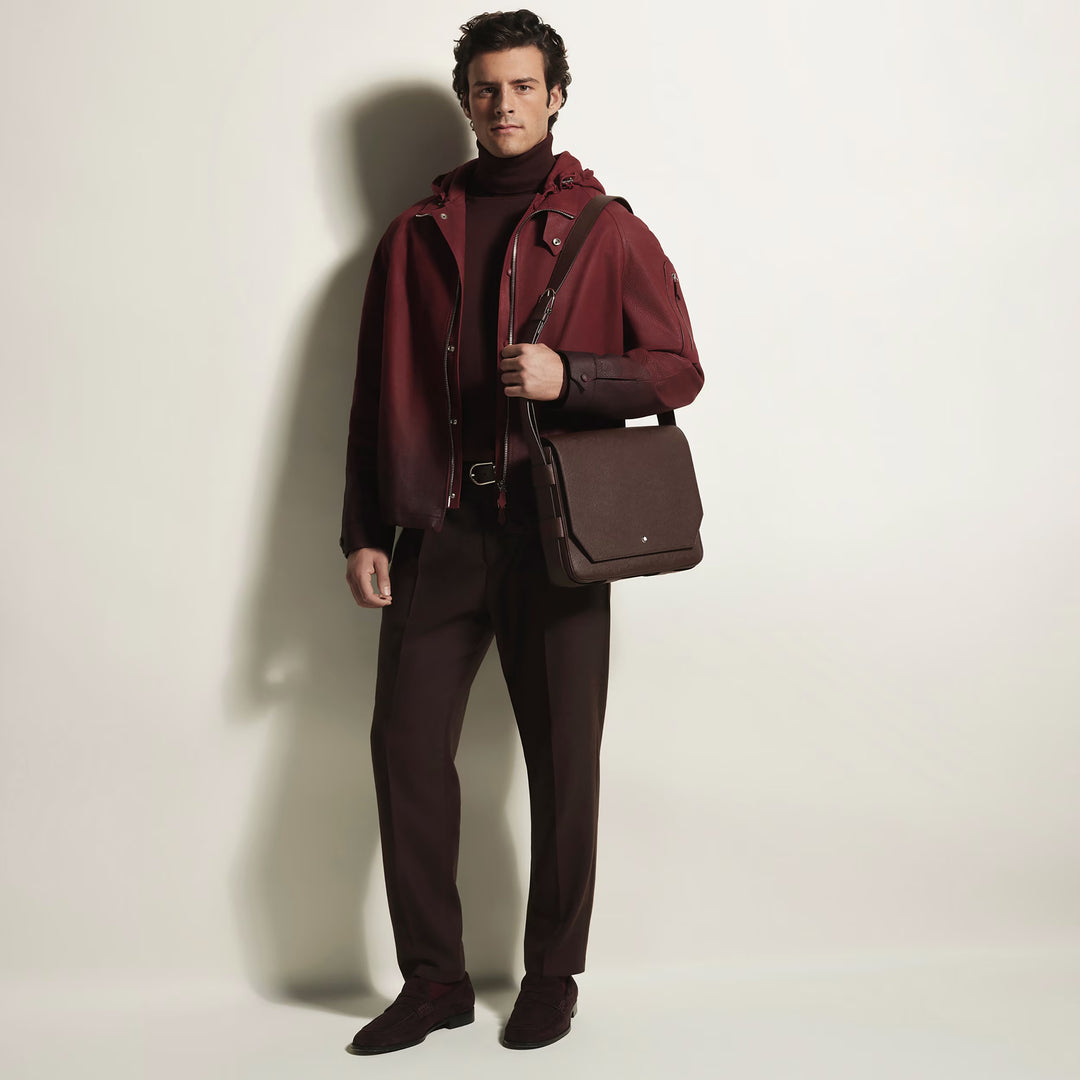 Montblanc Sartorial Sac messager en cuir couleur ébène 222931
