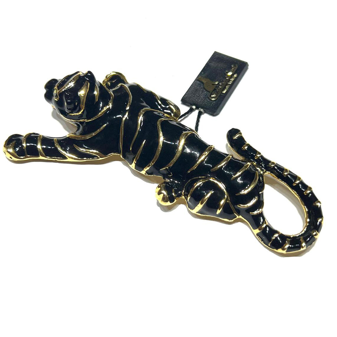 Federica Rossi panther brooch bronze PVD finish 18kt yellow gold enamel FR.SP.04