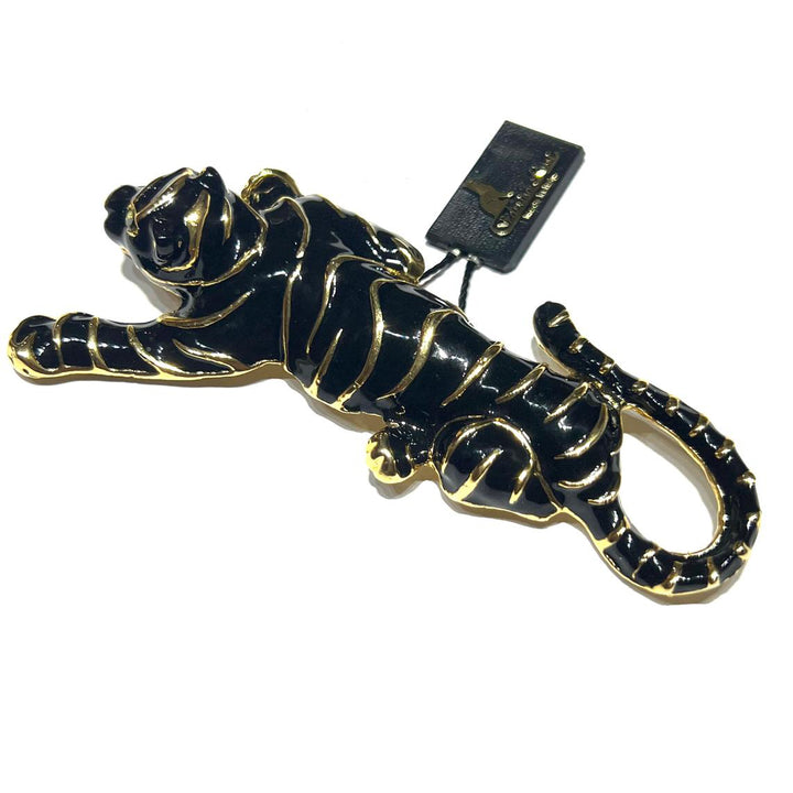 Federica Rossi panther brooch bronze PVD finish 18kt yellow gold enamel FR.SP.04