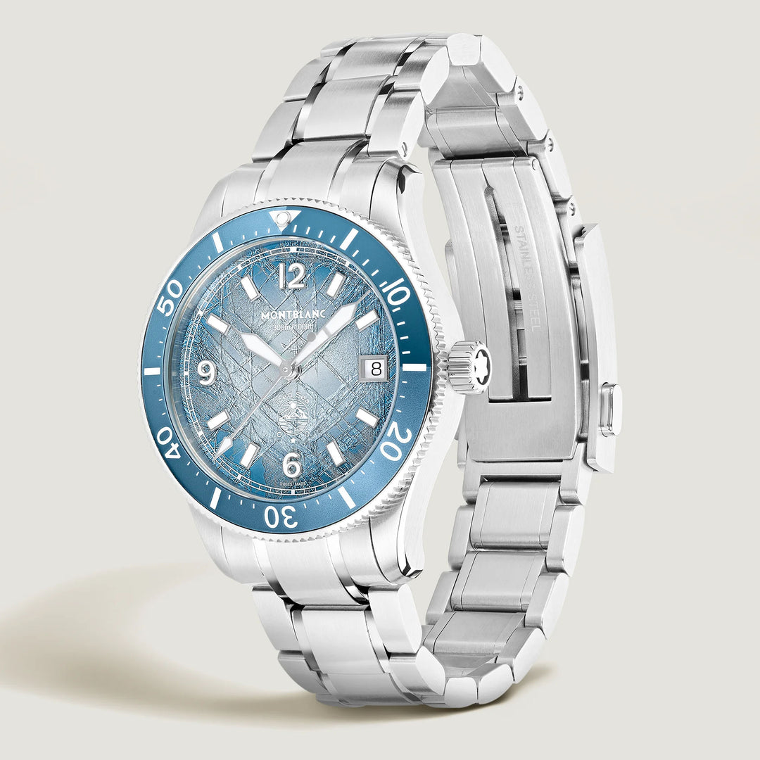 Montblanc Uhr Iced Sea Automatic Date 0 Oxygen 38 mm blauer Automatikstahl 134022