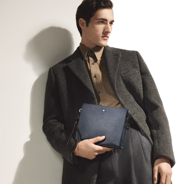 Pochette vestimentaire en tweed bleu Montblanc 220428