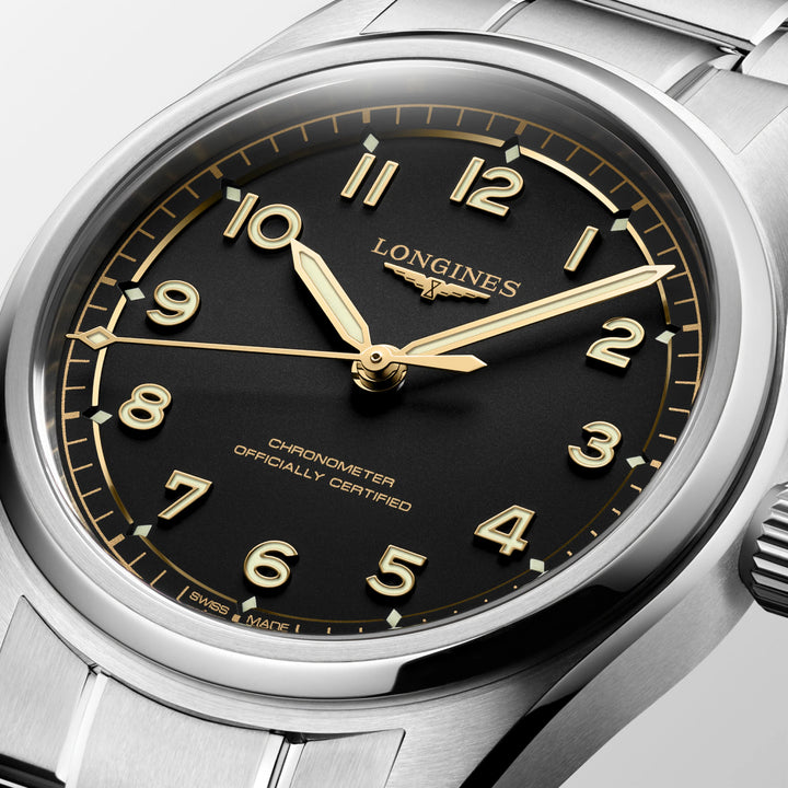 Longines Spirit Pilot 39 mm schwarze Automatikuhr L3.809.4.53.6