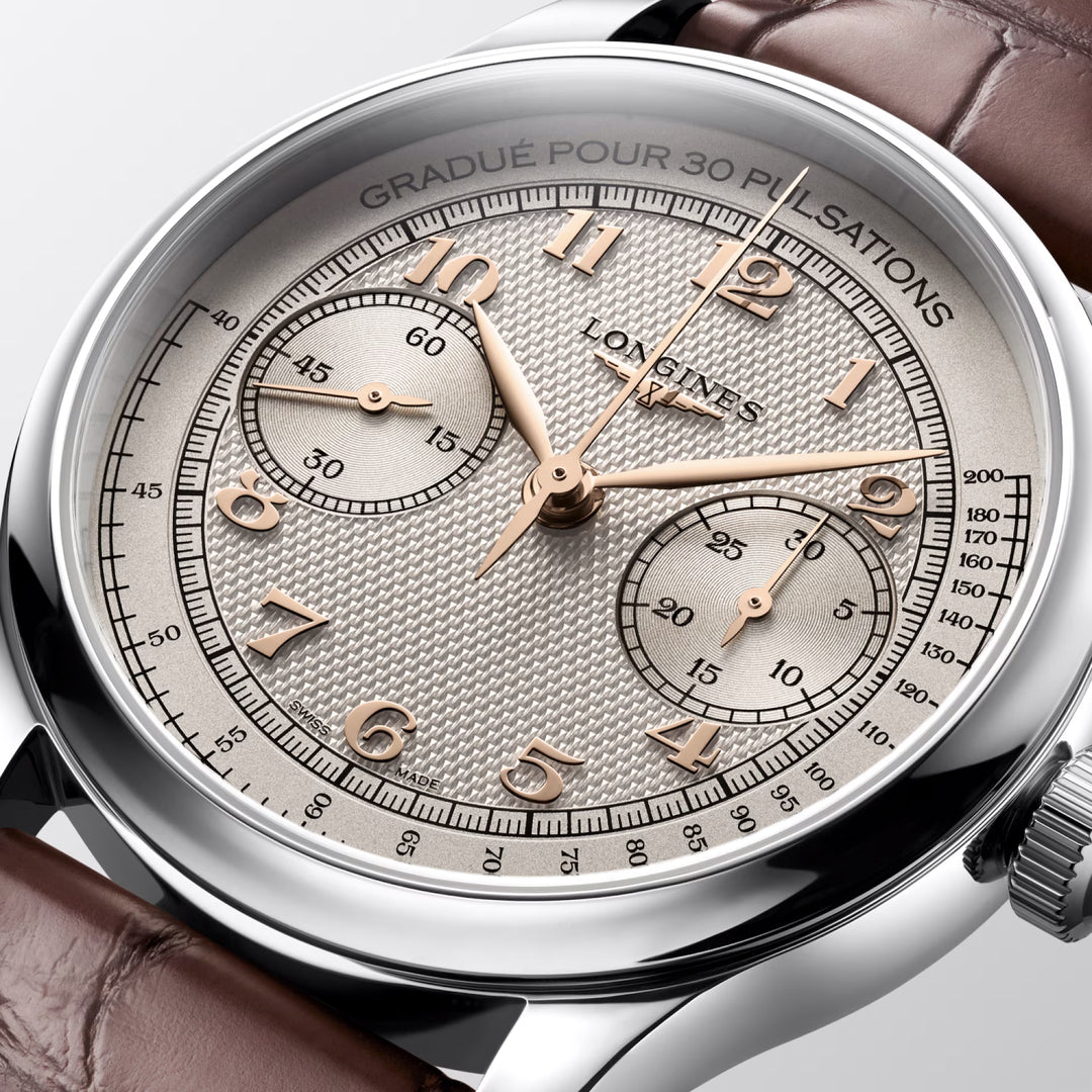 Montre Longines Master Collection Chrono Monopoussoir 41mm ivoire manuel acier L2.960.4.78.2