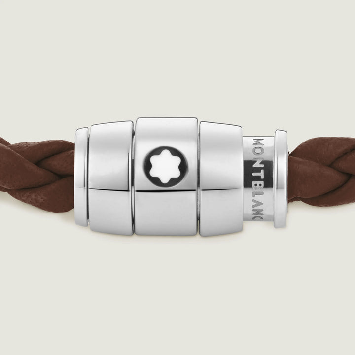 Montblanc 3-Ring-Stahlarmband und Meisterstück Brown Fawn-Leder, Größe M 13600163