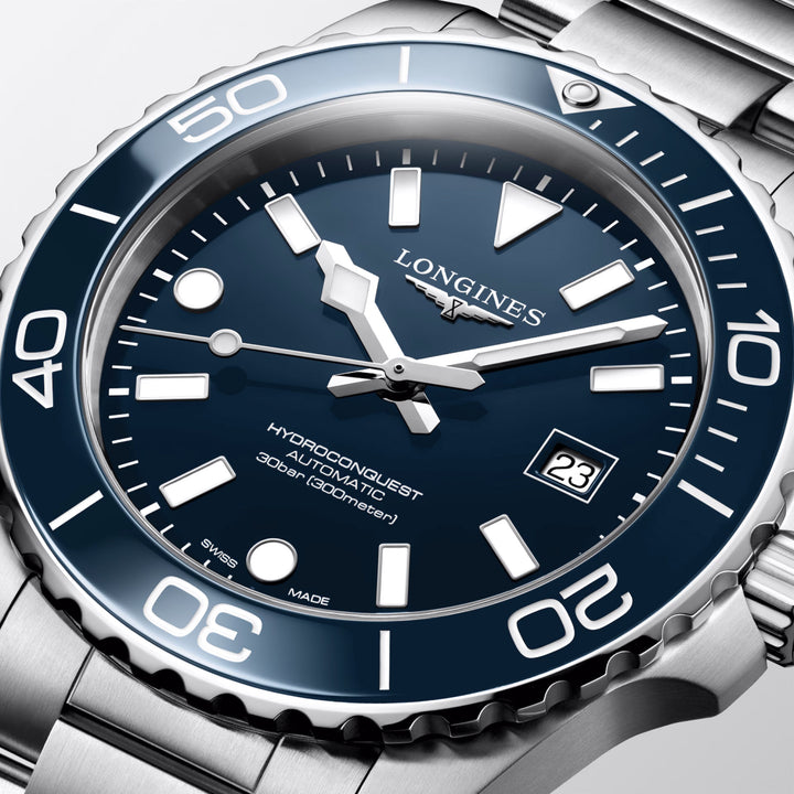 Longines Hydroconquest 42mm blue automatic steel watch L3.788.4.96.6