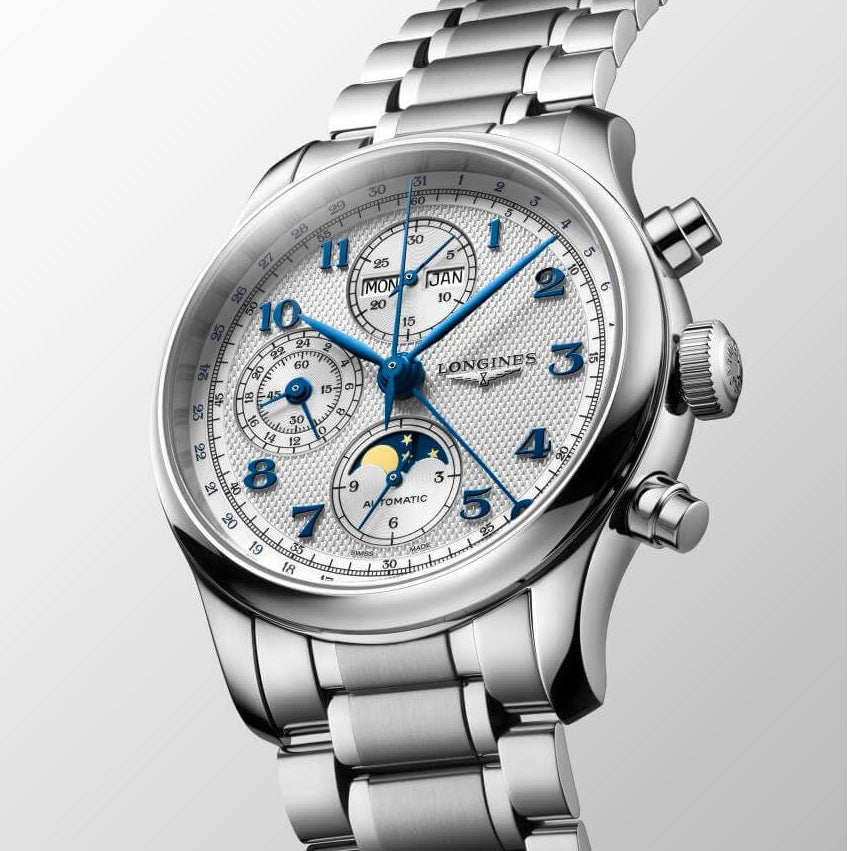 Longines horloge Master Collection Chrono Moonphase 41mm zilver automatisch staal L2.962.4.73.6