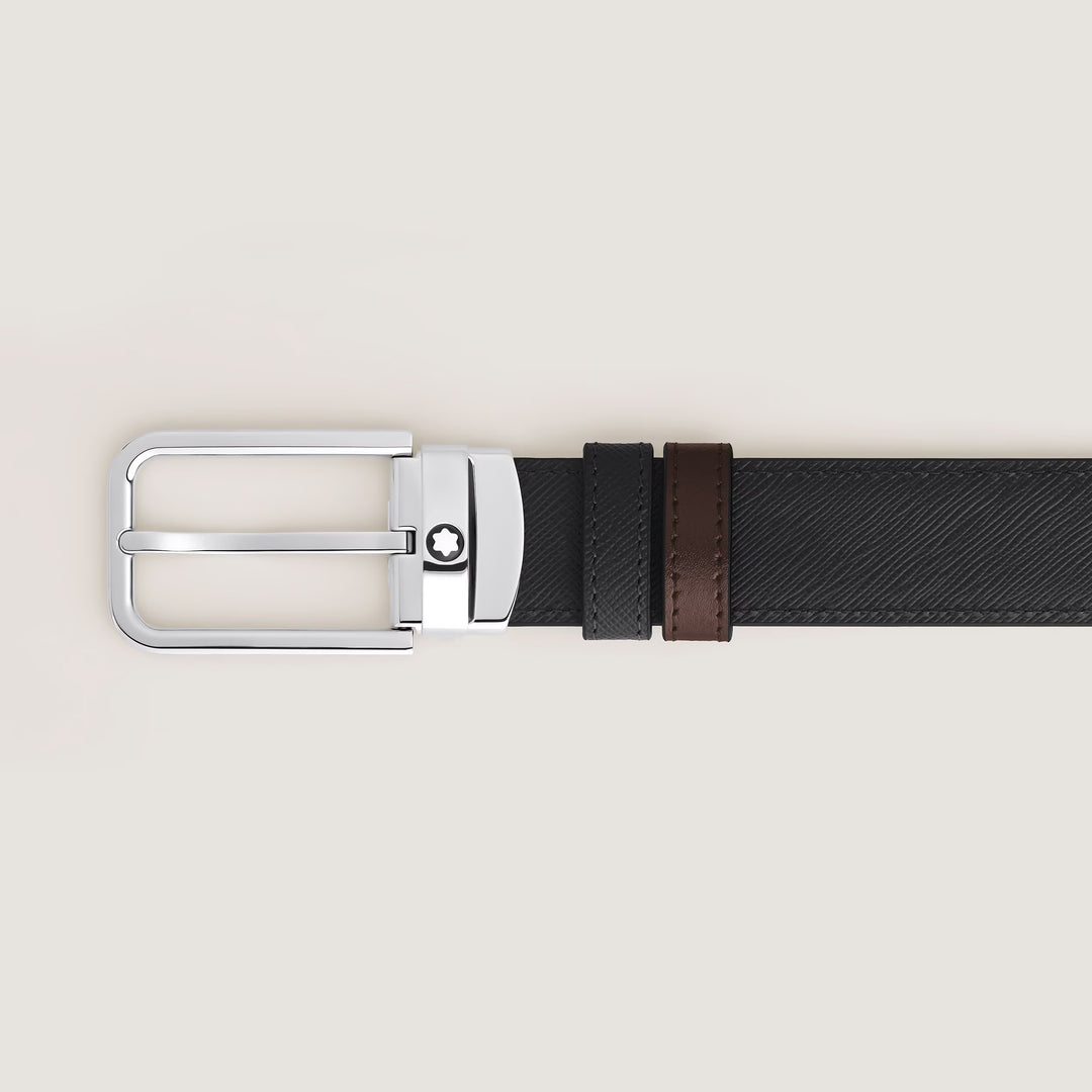 Montblanc omkeerbare riem 30 mm zwart/ebbenhout Rechthoekige gesp van sartorialleer 223413